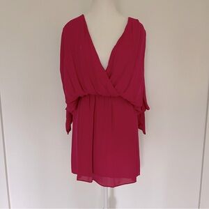 Parker berry red deep V neck dolman long sleeve mini dress